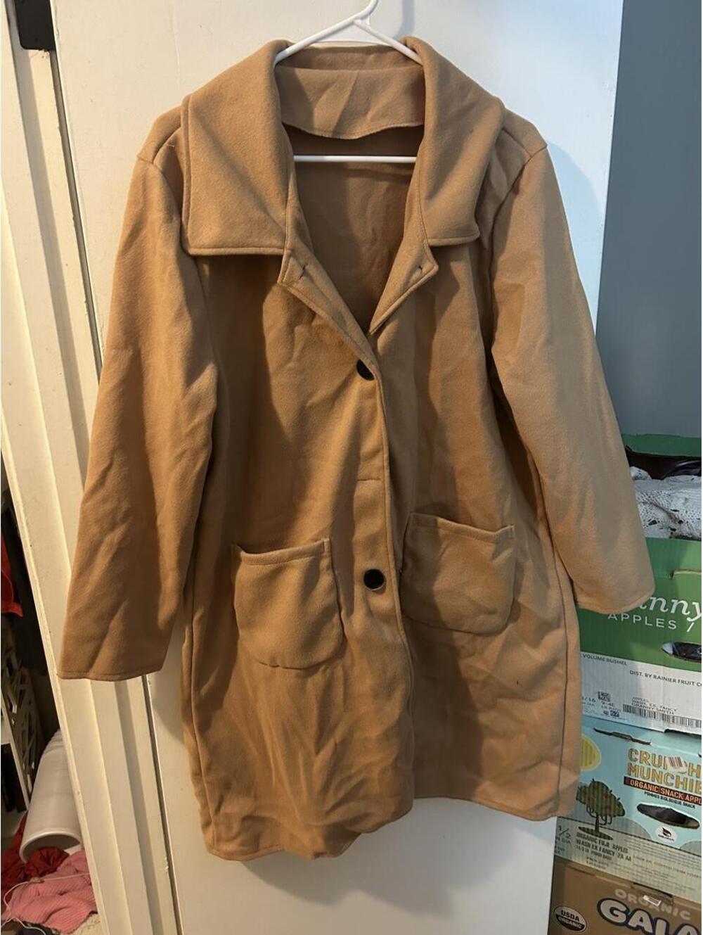 Brand new Tan wool blend coat with pockets size L